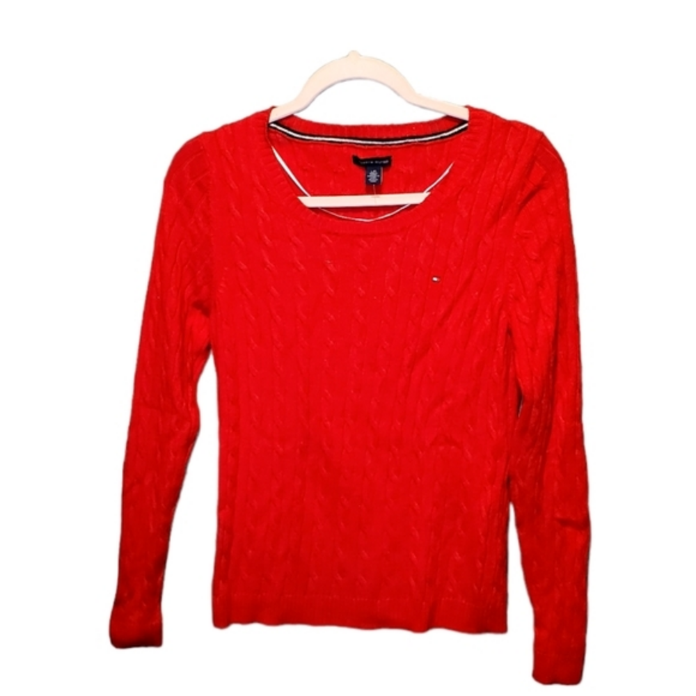 Tommy Hilfiger Red Vneck‎ Cardigan Knit Sweater Large
